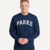 Parke Back to School Varsity Mockneck Denim Blue Sweatshirt