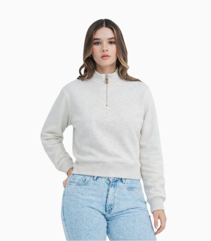 Parke Quarter Zip mockneck Heather Grey Sweatshirt
