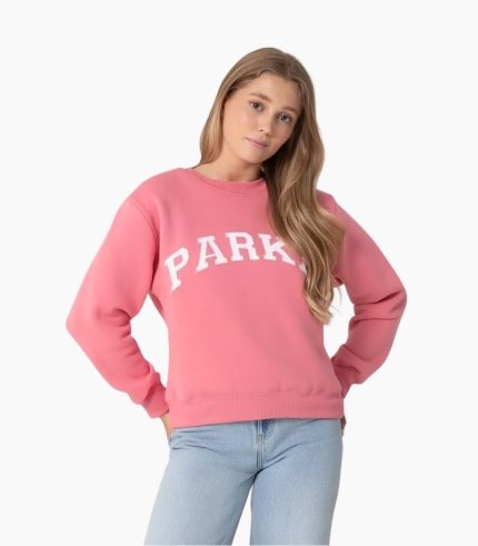 Parke Bubblegum Pink Varsity Mockneck Sweatshirt – Women's Pullover