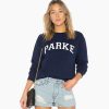 Parke Navy Blue Varsity Mockneck Sweatshirt – Unisex Pullover