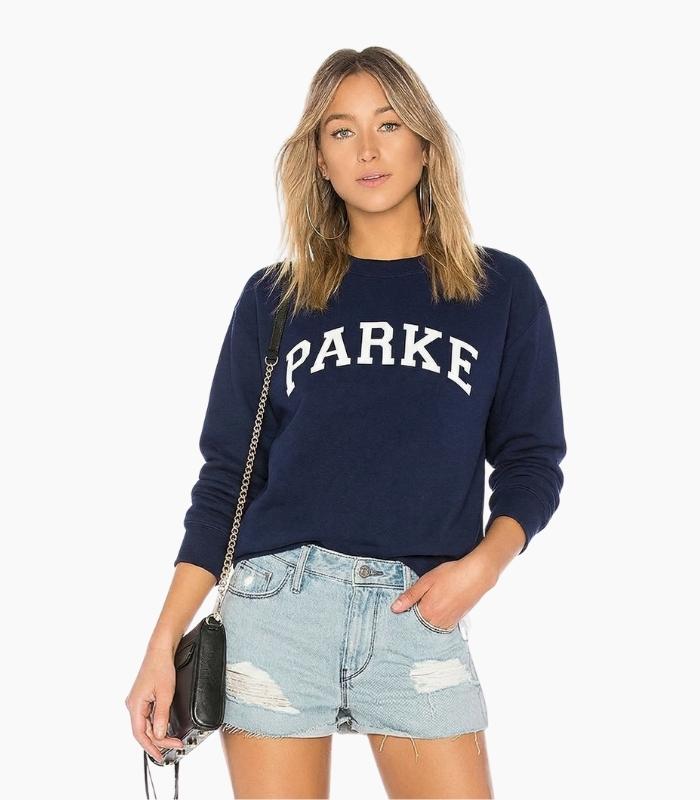 Parke Navy Blue Varsity Mockneck Sweatshirt – Unisex Pullover Parke Navy Blue Varsity Mockneck Sweatshirt – Unisex Pullover